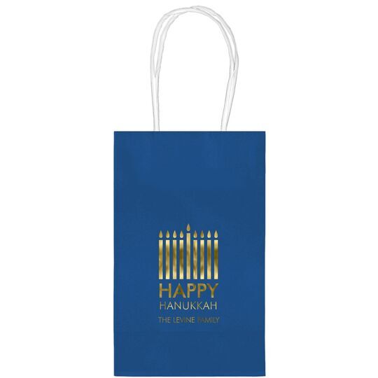 Modern Menorah Hanukkah Medium Twisted Handled Bags